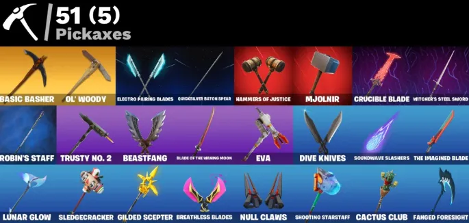 F1320 38 Skins - Elite Agent, Blue Team Leader, Rose Team Leader, Warpaint, Dark Voyager - 51 Pickaxes - OG (G)